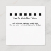 Car Wash Customer Loyalty Visitekaartjes (Achterkant)