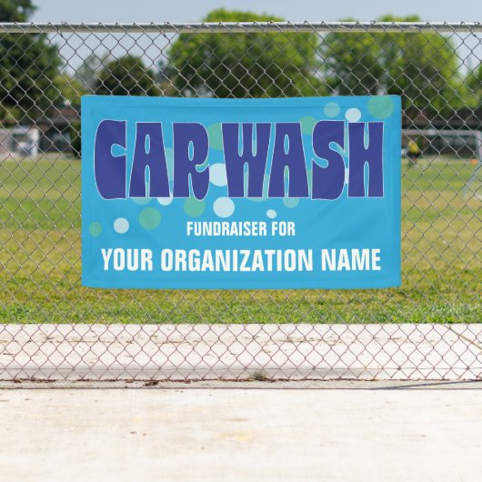 Car Wash Fundraiser Event Blauwe Bubbels Spandoek (Insitu)