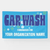 Car Wash Fundraiser Event Blauwe Bubbels Spandoek (Horizontaal)