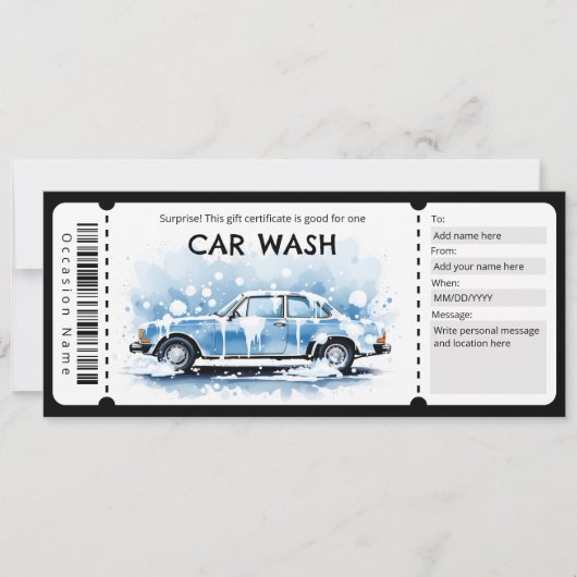 Car Wash Gift Certificate Kaart (Voorkant)