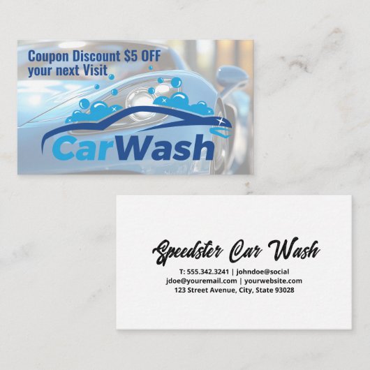 Car Wash Graphics | Soap Bubbles | Auto Service Visitekaartje (Voorkant / Achterkant)