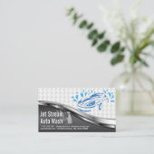 Car Wash Logo Metallic White Mesh Visitekaartje (Staand voorkant)