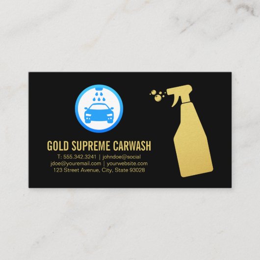 Car Wash Logo| Schoonmaakservice Goud Visitekaartj Visitekaartje (Voorkant)