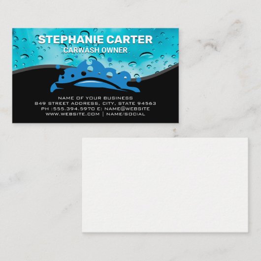 Car Wash Logo | waterkralen Visitekaartje (Voorkant / Achterkant)