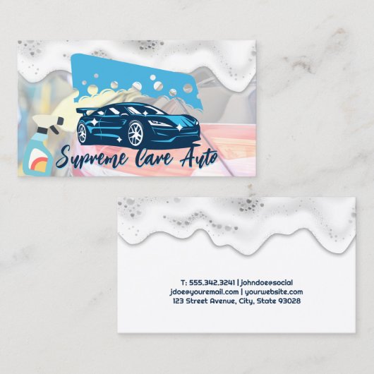 Car Wash Logo | zeepschuim | Automatisch Visitekaartje (Voorkant / Achterkant)