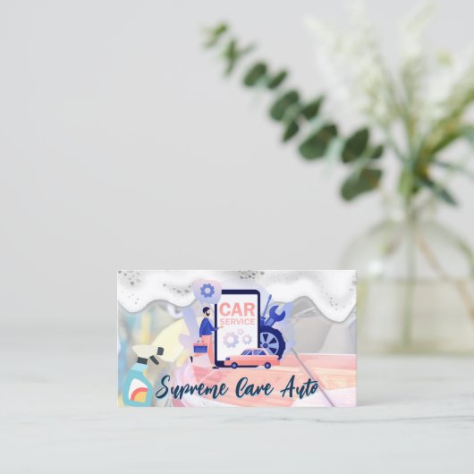 Car Wash Logo | zeepschuim | Automatische services Visitekaartje (Staand voorkant)