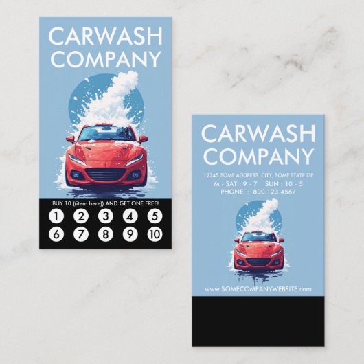 Car Wash Loyalty Punch Card (Voorkant / Achterkant)