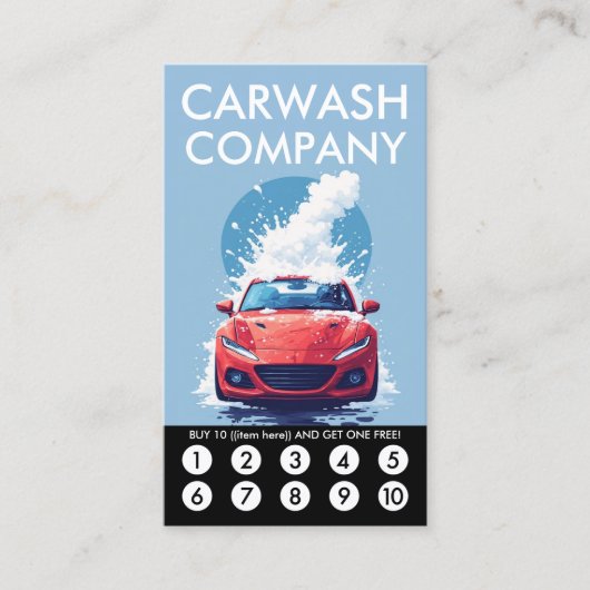 Car Wash Loyalty Punch Card (Voorkant)