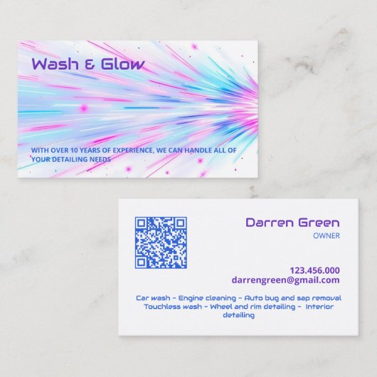 Car Wash QR Visitekaartje (Voorkant / Achterkant)