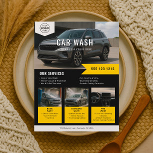 Car Wash Rental Business Zwart Geel Flyer
