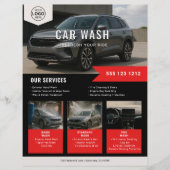 Car Wash Rental Business Zwart Rood Flyer (Voorkant)