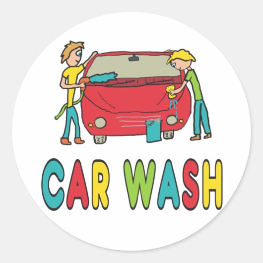 Car Wash Ronde Sticker (Voorkant)