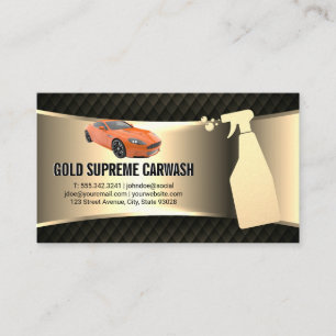 Car Wash Service Gold Metallic   Oranje sportwagen Visitekaartje