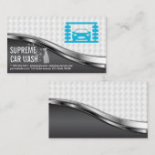Car Wash Service Metallic White Mesh Visitekaartje (Voorkant / Achterkant)