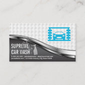 Car Wash Service Metallic White Mesh Visitekaartje (Voorkant)