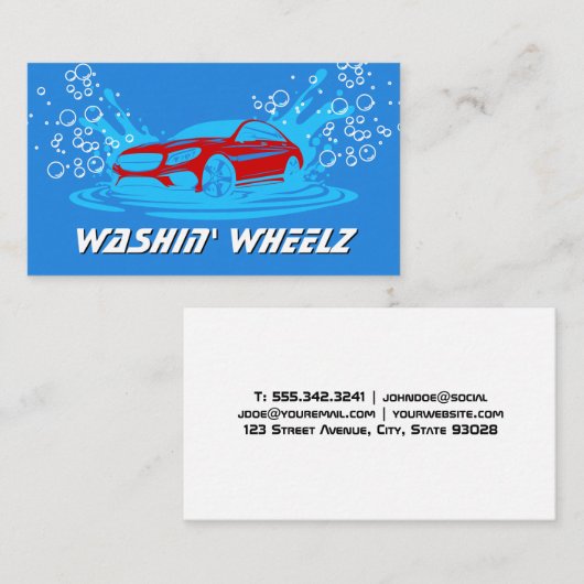 Car Wash Splash Logo | Zeepbellen Visitekaartje (Voorkant / Achterkant)
