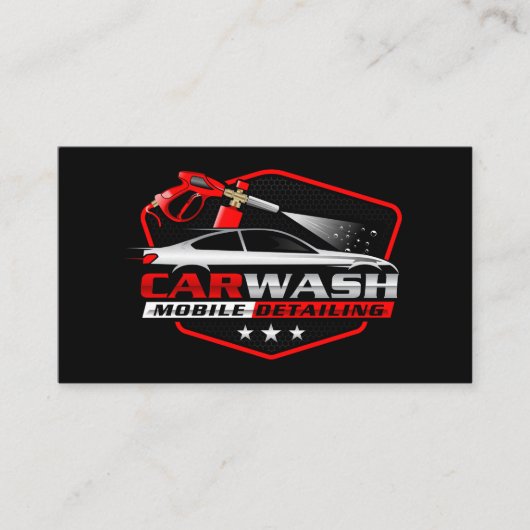 Car Wash Spray Logo | Auto Cleaning Care Visitekaartje (Voorkant)