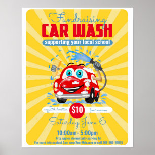 Car Wash-thema Event Flyer, schoolgebeurtenis Poster
