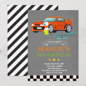 Car wash thema verjaardag thema uitnodiging (Voorkant / Achterkant)