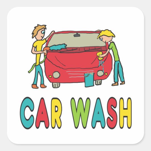 Car Wash Vierkante Sticker (Voorkant)