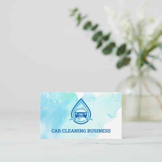 Car Wash Water Logo | Waterverf achtergrond Visitekaartje (Staand voorkant)