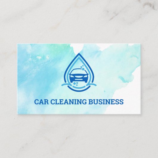 Car Wash Water Logo | Waterverf achtergrond Visitekaartje (Voorkant)