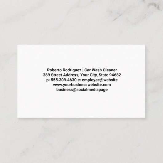 Car Wash Worker Cleaning | Automatische details Visitekaartje (Achterkant)