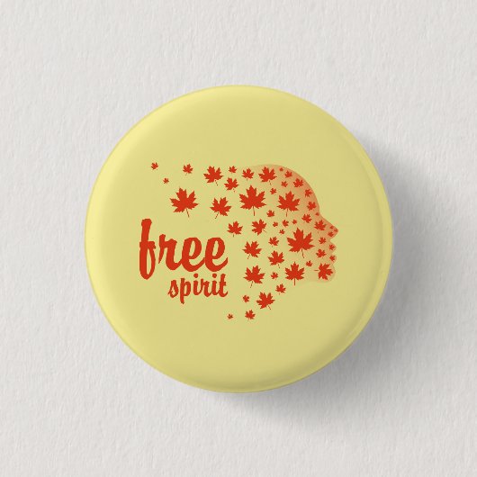 Cara del espíritu libre, otoño ronde button 3,2 cm (Voorkant)