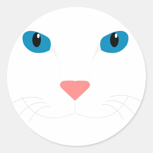 Cara Gato Blanco Ronde Sticker (Voorkant)