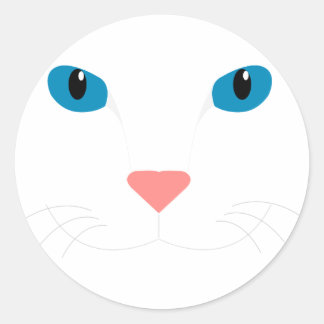 Cara Gato Blanco Ronde Sticker