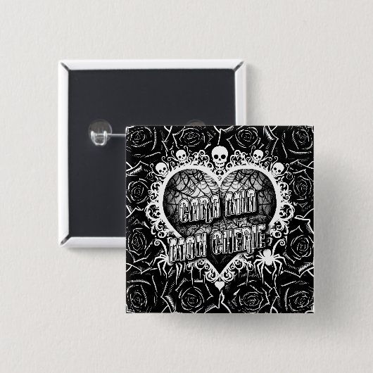 Cara Mia, Mon Cherie Vierkante Button 5,1 Cm (Voorkant /achterkant)