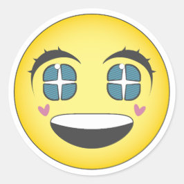 Cara sonriente anime con corazones ronde sticker
