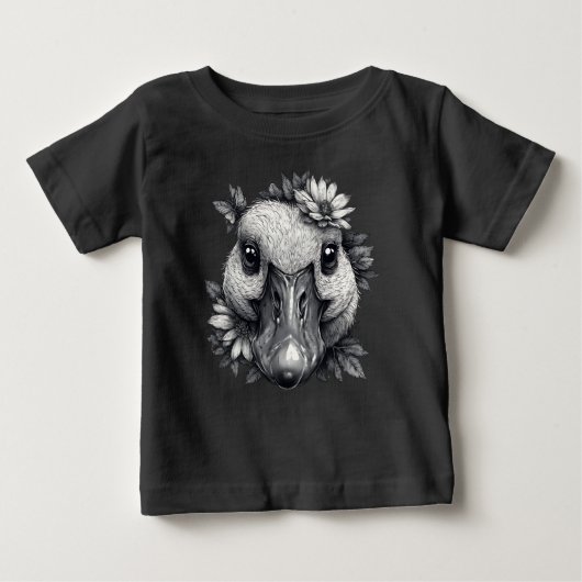 Cara the Goose Baby Tee - Floral Portrait (Voorkant)