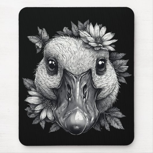 Cara the Goose with Flowers - Mouse Pad Muismat (Voorkant)