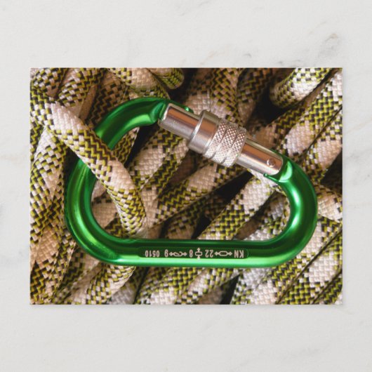 Carabiner en klimloopbaan briefkaart (Voorkant)