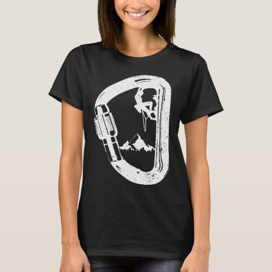 Carabiner met bergbergbergbeklimmen t-shirt (Voorkant)