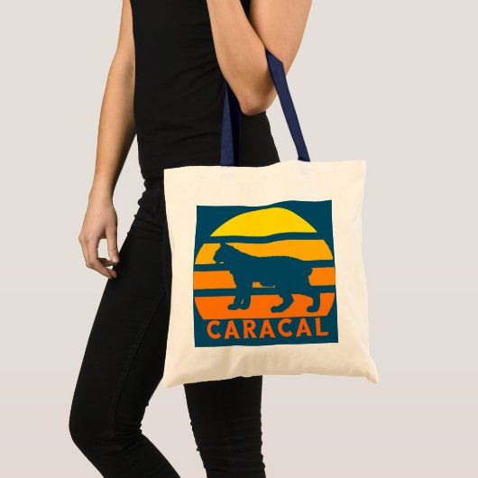 Caracal Retro  Sunset Lynx Wild Cat Tote Bag (Voorkant (product))