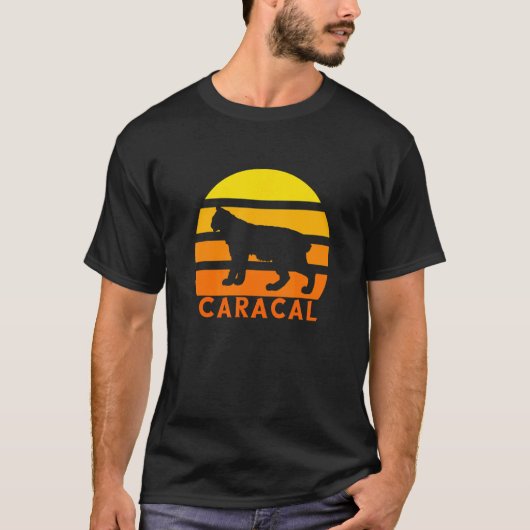 Caracal Retro  Zonsondergang Lynx Wild Cat Caracal T-shirt (Voorkant)