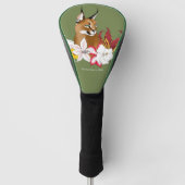 Caracal Wild Cat Floral Green Golfheadcover (Voorkant)
