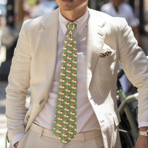 Caracal Wild Cat Floral Green Stropdas