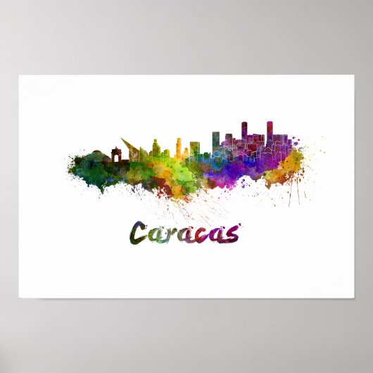 Caracas skyline in watercolor poster (Voorkant)