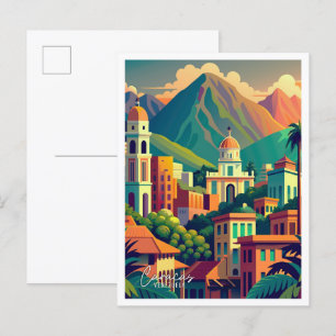 Caracas Venezuela Art Vintage Travel Illustratie Briefkaart