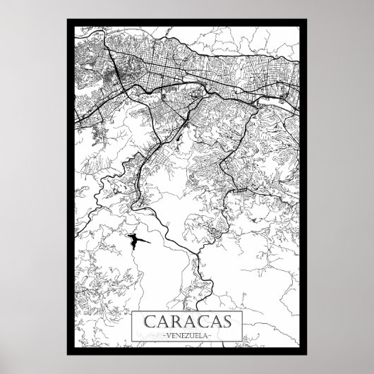 Caracas Venezuela Kaart Poster (Voorkant)