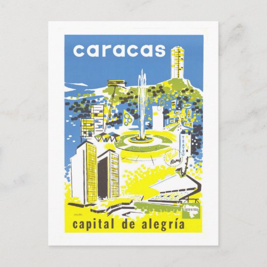  Caracas, Venezuela, Reisposter Briefkaart (Voorkant)