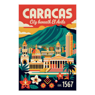 Caracas Venezuela Retro Vintage Reizen Perfect Poster