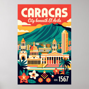 Caracas Venezuela Retro Vintage Reizen Poster