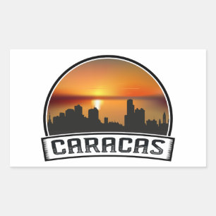 Caracas Venezuela Silhouet Zonsondergang Vintage R Rechthoekige Sticker
