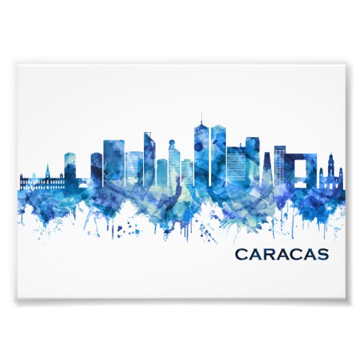 Caracas Venezuela Skyline Blue Foto Afdruk (Voorkant)