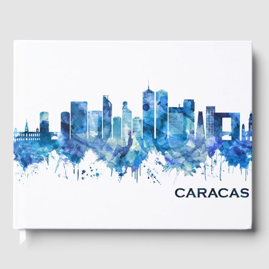 Caracas Venezuela Skyline Blue Gastenboek (Voorkant)
