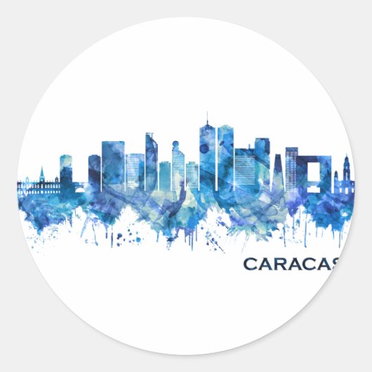 Caracas Venezuela Skyline Blue Ronde Sticker (Voorkant)